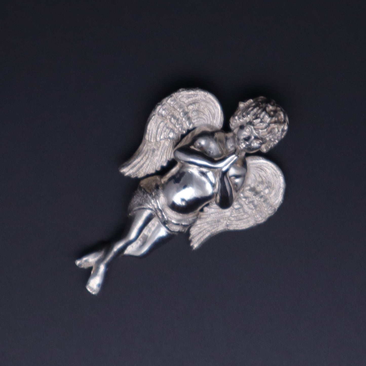 Solid Sterling Silver Praying Angel Pendant 1.75"